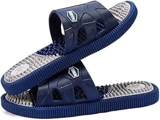Men Acupressure Massage Slippers For Plantar Fasciitis, Foot Reflexology Sandals Arthritis Neuropathy Pain Relief Non-Slip Home Shower Massage Shoes Stress Relief Gifts (Color : Blue, Size : 43 EU)