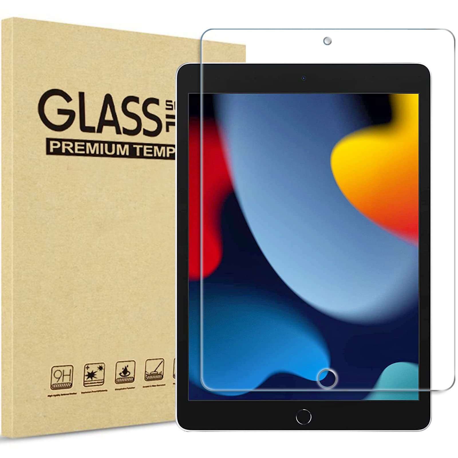 ProCase 1 Pack Screen Protector for iPad 9th 8th 7th Generation 10.2 Inch (2021/2020/2019), Tempered Glass Film for A2602 A2603 A2270 A2197 -Clear