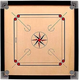 SV Associates Wooden Finish 26 Inch Full Size Carrom Board for Kids and Children with Coins Striker and Boric Powder, (Brown) - Medium