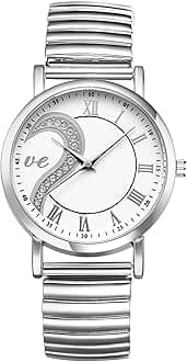 Avaner Elastic Strap Couple Watches: Stretch Band His and Her Analog Quartz Stainless Steel Bangle Wrist Watches for Men Women