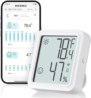 WiFi Thermometer Hygrometer, Indoor Temperature Sensor IBS-TH3-PLUS with Electronic Display, Humidity Monitor with App Alert 1 Year Data Storage Export, Digital Remote Monitor for Room