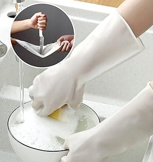 Cleaning Gloves Hand Gloves for Dishwashing Skin-friendly Reusable PVC Heavy Duty Gardening | Anti-slip Kitchen | Pet Grooming | Car Washing | Bathroom Cleaning | Painting (1 Pair Gloves)