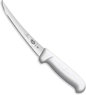 Cutlery 6-Inch Semi-Stiff Boning Knife, Curved Blade, White Fibrox Handle