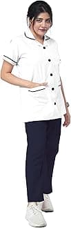 UNIFORM CRAFT Female Nurse Uniform | Hospital Staff, clinics, Home Health, Nurse Uniforms for Women made of Polyester-Cotton (XXL, White and Navy)