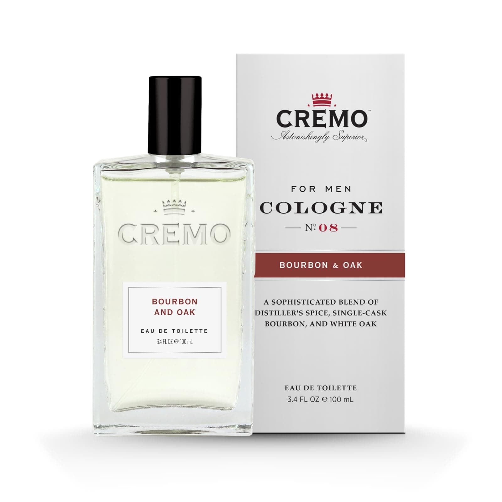 CREMO - Bourbon & Oak Eau de Toilette for Men - Spicy Fragrance - Spray 100ml - Gift for Men