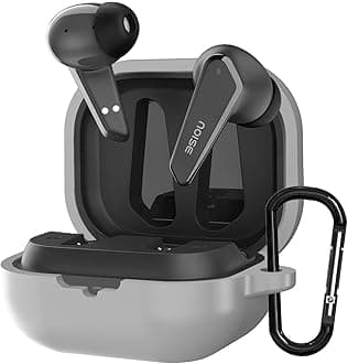 Sounce Silicone Case Cover for Noise Buds N1, Portable Non-Slip Grip & Scratch-Resistant Protector with Carabiner Clip Full Protection Water Resistant, Shockproof Cover - Grey