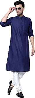 LATEST CHIKAN Men's Cotton Blend Solid Long Kurta Full Sleeves - Casual Ethnic Wear