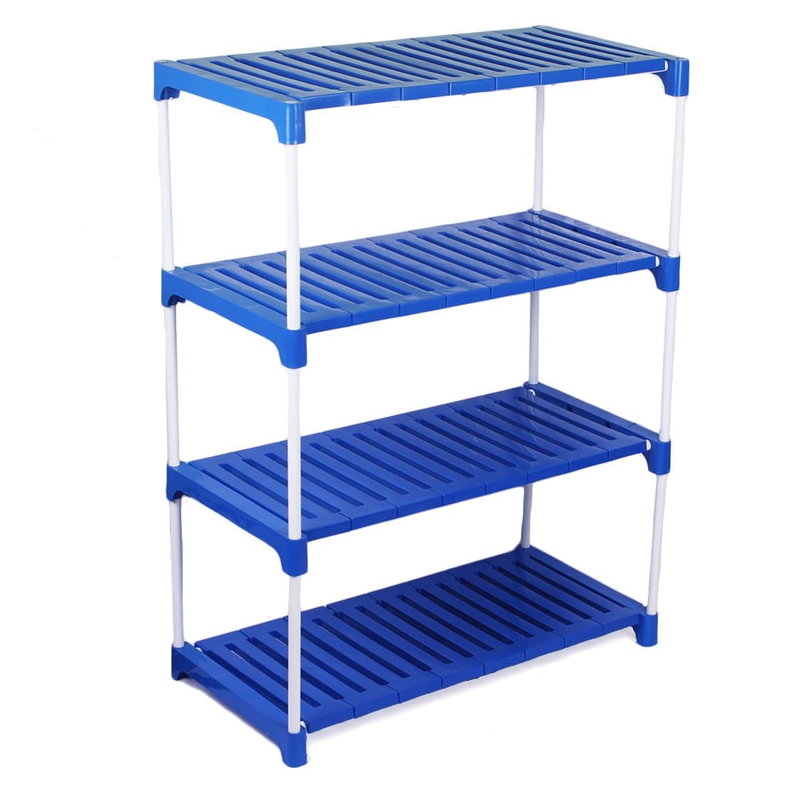 Ebee Metal and Plastic Multipurpose 4 Steps Rack (65 cm x 30 cm x 88 cm, Blue)