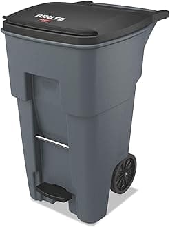 Brute Step-On Rollout Trash/Garbage Can/Bin with Wheels, 65 GAL, for Restaurants/Hospitals/Offices/Back of House/Warehouses/Home, Gray