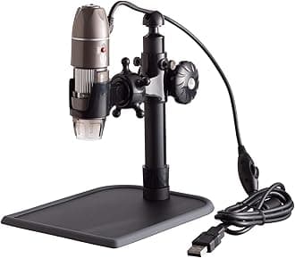 UBW500X02MP Digital 2MP USB Microscope with Endoscope Attachment, 5X-500X Magnification, 4X 3D Digital Zoom, Built-In Eight LED Light Source, Table Stand, Includes Software CD