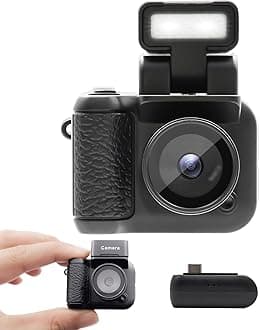 Digital Camera with 1.4 in LCD Screen 1080P 32GB Card Charging Base Monoreflexes Shaped CMOS Compact Portable Video Recorder Easy to Operate (Black)