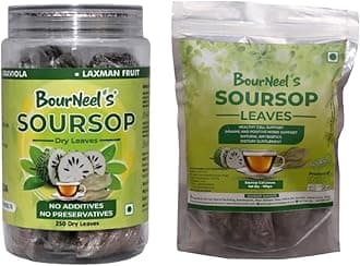 BourNeel's® Soursop Dry leaves 250 leavs + Soursop Cut Leaves 100 gm (Soursop Tea) Natural Leaves | No Preservatives | Healthy Graviola Laxman Phal Dry Leaves | High Vitamin C |Soursop Kadha Tea |