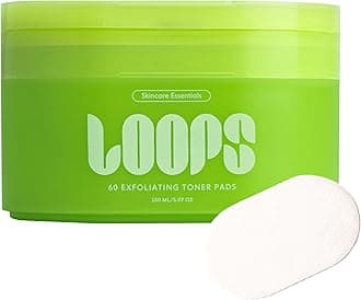 LOOPS Exfoliating Toner Korean Skincare - Refine, Resurface, and Rebalance Skin - Pre-soaked Veocell Embo Pad - Vegan, Natural, Biodegradable Gentle Toner Pads for Face - Pack of 60