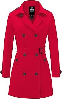 wantdo Women's Waterproof Trench Coat Classic Lapel Outerwear Coat with Belt