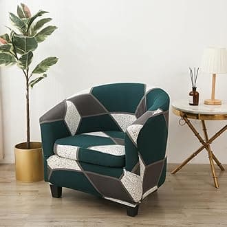 Printed Club Chair Slipcover, 2 Piece Stretch Tub Chair Cover Barrel Chair Covers Washable Armchair Chair Slipcovers Aiti-Slip Furniture Protector (H)