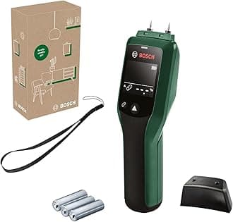 Bosch Moisture Meter UniversalHumid (Precise Results Thanks to Wood Group Selection and LED Traffic Light for Easy Interpretation, in E-Commerce Cardboard Box)