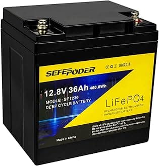 12V 36Ah LiFePO4 Lithium Battery, 2000+ Deep Cycle Lithium Iron Phosphate Rechargeable Battery for RV, Electric Wheelchair, Solar, Marine, Scooters, Outdoor Camping with Built-in 36A BMS