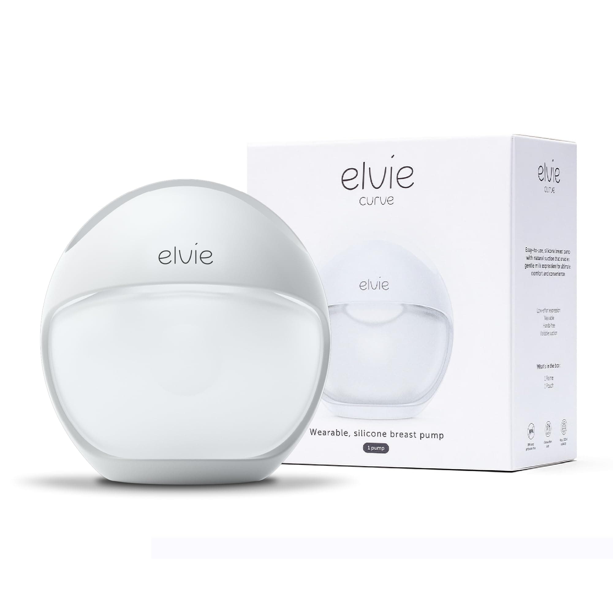 Elvie Curve - Manual Wearable Breast Pump - Hands-Free, Kick-Proof, Portable Silicone Pump that Can Be Worn in-Bra for Gentle, Natural Milk Expression - Breast Feeding Essentials