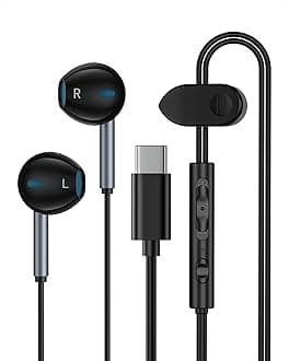 USB C Wired Headphones, Type C Earbuds Wired for iPhone 17 Air 16 15 Pro Max, Samsung USBC Corded Headphones Earphones for Galaxy S25 S24 S23 S22 S21 Ultra A17, Type C Corded Earbuds for Android Phone