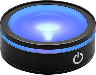 IFOLAINA LED Light Base Black Lighted Stand Display for Crystal Glass Ball Glass Art Tumbler RGB Multicolor Lighting Round Pedestal - Concave