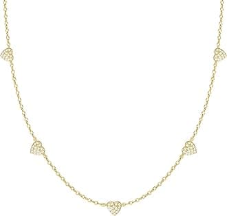 FUNEIA Dainty Silver Gold Necklaces for Women Trendy Non Tarnish 14K Gold Plated Cubic Zirconia Necklace Layered Cute Butterfly Heart Station Choker Necklace Stack for Wedding Prom Brides Jewelry