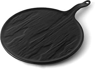 Melamine Pizza Serving Platter, Tray | Elegant Black Pizza Bat