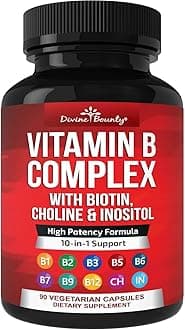 Super B Complex Vitamins - All B Vitamins Including B12, B1, B2, B3, B5, B6, B7, B9, Folic Acid - Vitamin B Supplement - Support Healthy Energy Metabolism - 90 Vegetarian Capsules