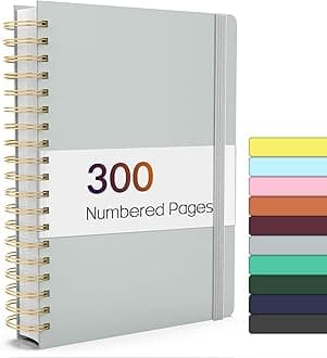 Forvencer Lined Spiral Journal Notebook with 300 Numbered Pages, B5 College Ruled Thick Journals for Writing with 100GSM Paper, Hardcover Notebooks with Contents for Work, School, Women, Men, Grey