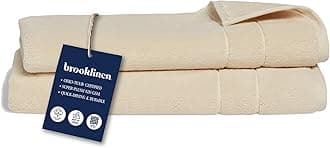 Brooklinen Super-Plush Turkish Cotton Hand Towels Set of 2 Cotton, 820 GSM, Highly Absorbent, Machine Washable, Perfect for Home & Bathroom (20"x30", Vanilla)