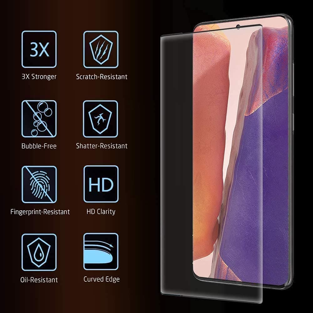 [2+2 Pack] Galaxy Note 20 Ultra Screen Protector, HD Clear Tempered Glass, Ultrasonic Fingerprint Support, 3D Curved, Scratch Resistant, Bubble-Free for 5G Glass Protector