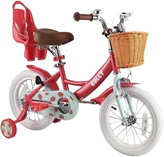 RULLY Fruit Kids Bike 12 14 16 Inch Bicycle for Girls Ages 2-7 Years, Training Wheels Included, Girl Bikes with Basket & Doll Seat