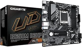Gigabyte B650M D3HP Motherboard - Supports AMD Ryzen 7000 CPUs, 15+2+2 Phases Digital VRM, up to 7600MHz DDR5 (OC), 2xPCIe 4.0 M2, 2.5GbE LAN, USB 3.2 Gen 1