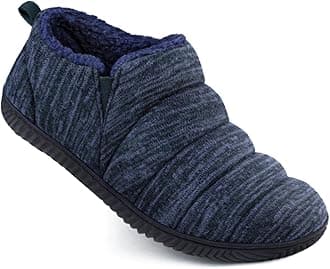 Men's Comfy Caterpillar Slippers Indoor Outdoor House Shoes, Warm Soft Knit Upper Fuzzy Fleece Lined Memory Foam Sole with Hard Bottom