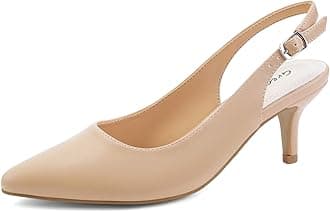 Greatonu Womens Kitten Heel Slingback Dress Pumps