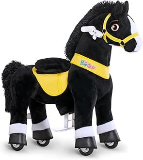 PonyCycle Essential Model E Rocking Horse Ride-on Toy with Brake (Black/Size 3 for Age 3-4) Toddler Riding Pony Outdoor Toy Indoor Plush Pony - E338