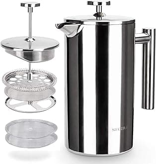 Secura Stainless Steel French Press Coffee Maker 18/10 Bonus Stainless Steel Screen (1000ML)