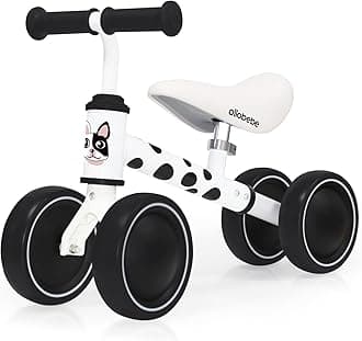 allobebeBaby Balance Bike, Cute Toddler Bikes 12-36 Months Gifts for 1 Year Old Girl Bike to Train Baby from Standing to Running with Adjustable Seat Silent & Soft 3 Wheels
