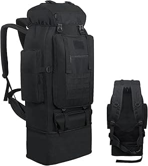 80L Hiking Backpack Camping Rucksack, 100 liters Large Capacity Outdoor Knapsack Travel Climbing Mountaineering Carry On Backpack Bag, Trekking Backpacking for Men Women, Black