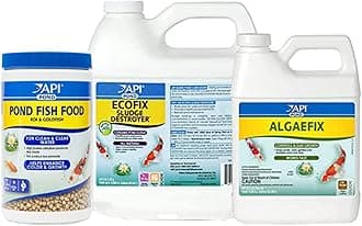 API POND HEALTHY FISH POND BUNDLE Including API POND ALGAEFIX Algae Control, API ECOFIX SLUDGE DESTROYER Pond Water Clarifier and Sludge Remover Treatment, and API POND FISH FOOD