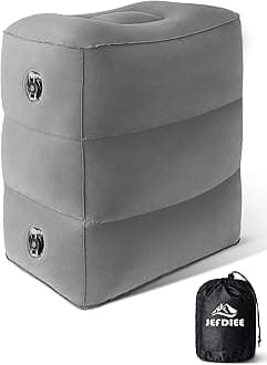 JefDiee Inflatable Foot Rest Pillow, Kids Airplane Bed, Adjustable 3 Layers Height Leg Rest Pillow, Airplane Travel Essentials Great for Office, Home, Trains, Cars