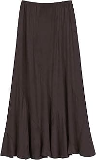 Women's Faux Suede Elastic Waist Midi Long Skirt A Line Women Flowy Skirts