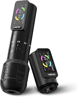 Seher Wireless Tattoo Machine with 6 Strokes Length 2.2mm-4.2mm Rotary Tattoo Gun Cartridge Pen with 2Pcs 2400mAh Touch Buttons LED Digital Display Coreless Motor for Tattoo Artist