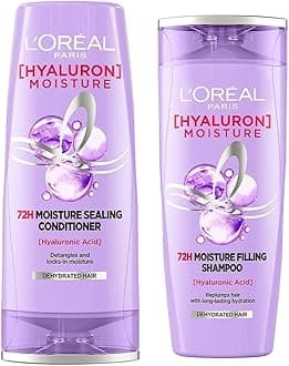 L'Oreal Paris Hyaluron 72H Moisture Sealing Conditioner for Dry Hair & Moisture Filling Shampoo 180Ml