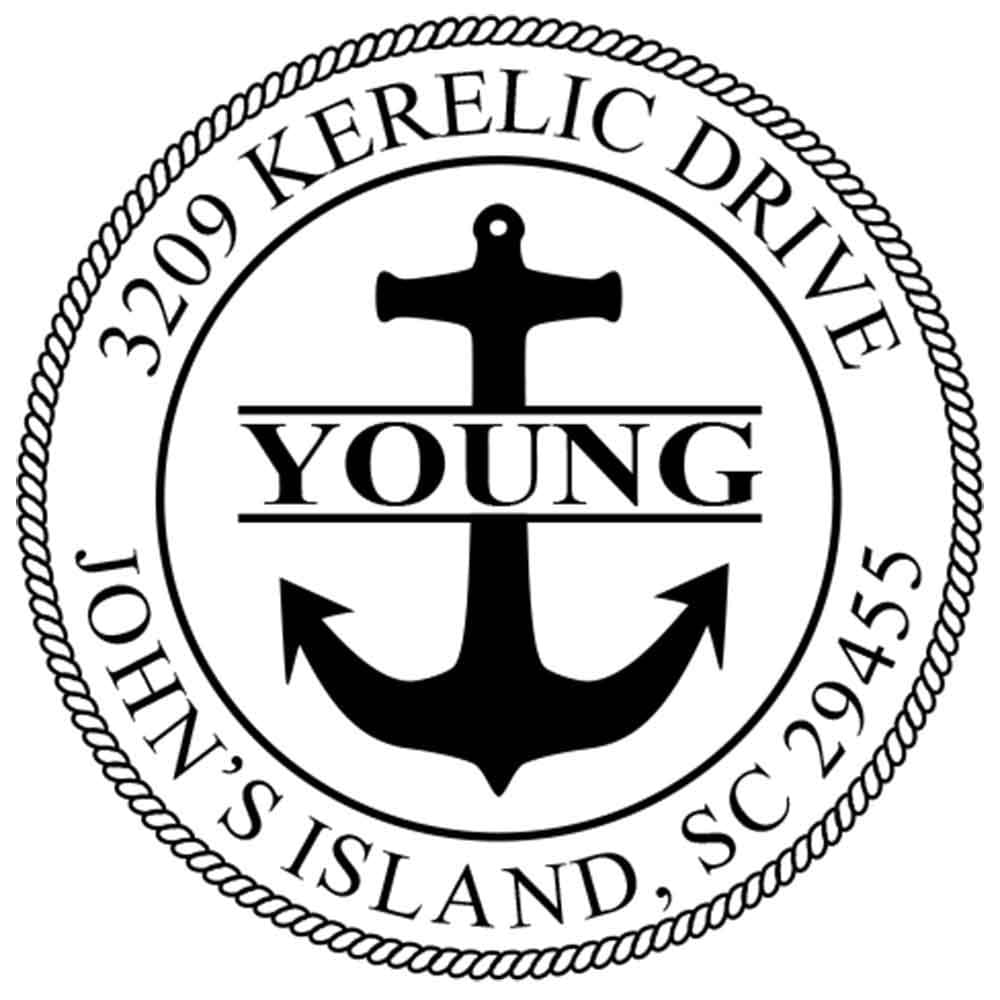 Custom Self Inking Return Address Stamp Round Personalized - Anchor Design
