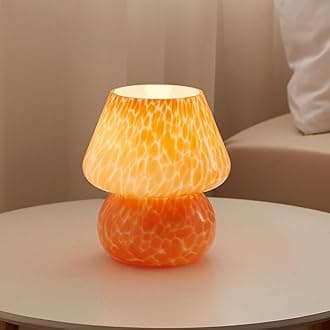 Mushroom Lamp Table Lamp for Bedroom,Small Desk Bedside Lamps for Living Room,Mushroom Decor Cute Mini Modern Mid Century Lamps for Night Stands,Aesthetic Home Living Room Decor(Flame Orange)