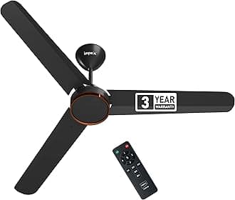 Impex 1200 Mm BLDC Ceiling Fan With Remote Control|5 Star Rated Energy Efficient Ceiling Fan|High Air Delivery With 380 RPM,Aluminium Body|Upto 65% Energy Saving|3 Year Warranty|ATOM 28 DXR,Black