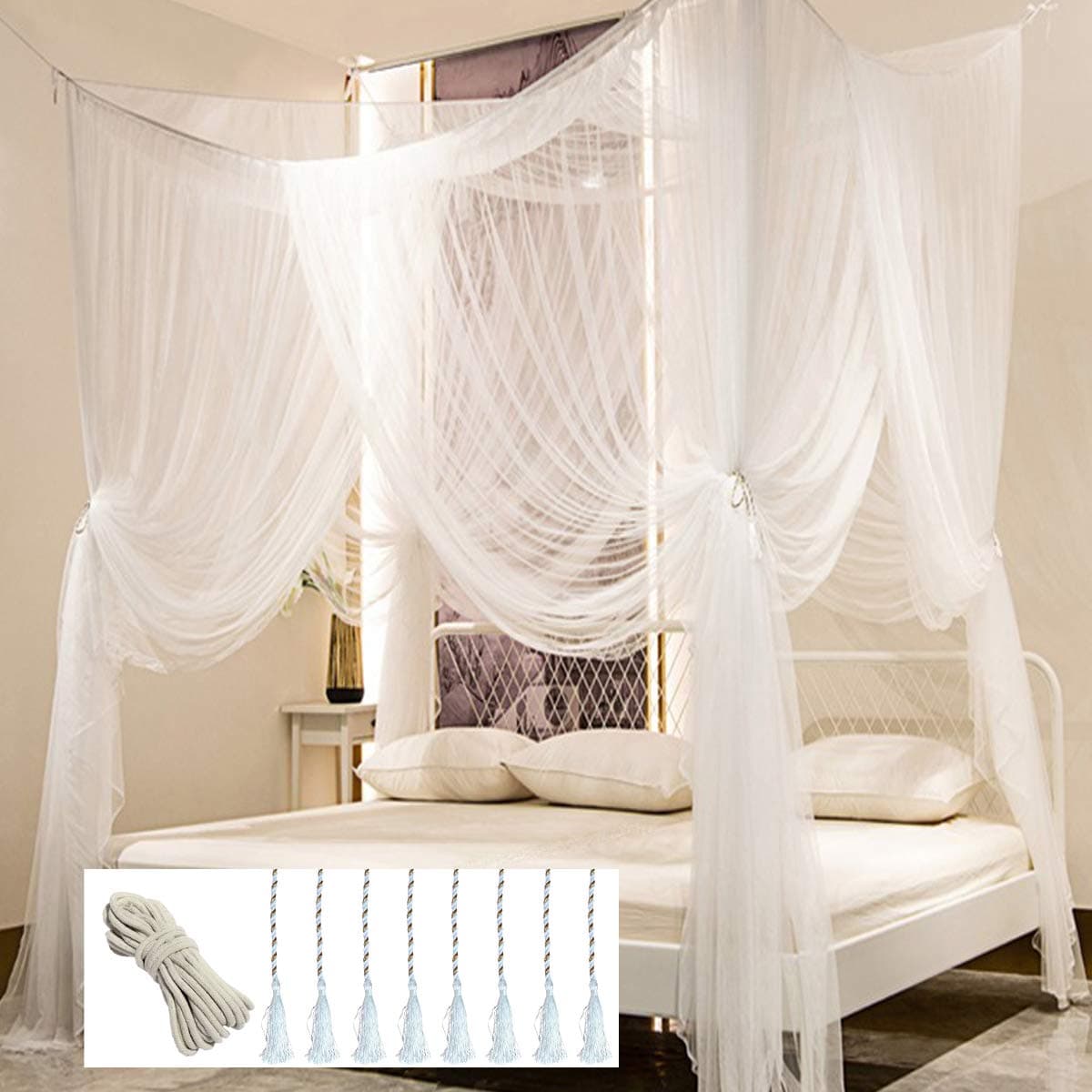 8 Corner Post Canopy Bed Curtains