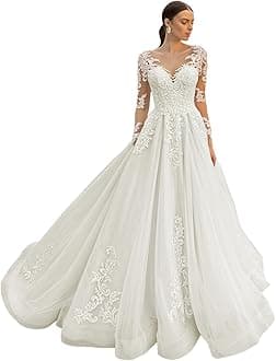 Beach Wedding Dresses for Bride 2025 Long Sleeve Lace Boho Bridal Gowns for Women WDW001