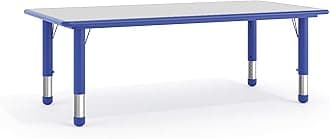 Wren Adjustable Classroom Activity Table for School and Home, Plastic Activity Table for Kids, 23.625" W x 47.25" L, Gray/Blue