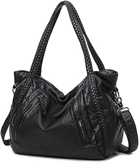 Large Black Slouchy Purse Women Shoulder Handbags Braided Hobo Tote Purse Crossbody Bag
